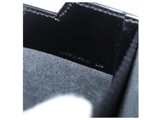 Bolsa de negócios LOEWE em couro preto e prata Auth BAZ175 - vista 12