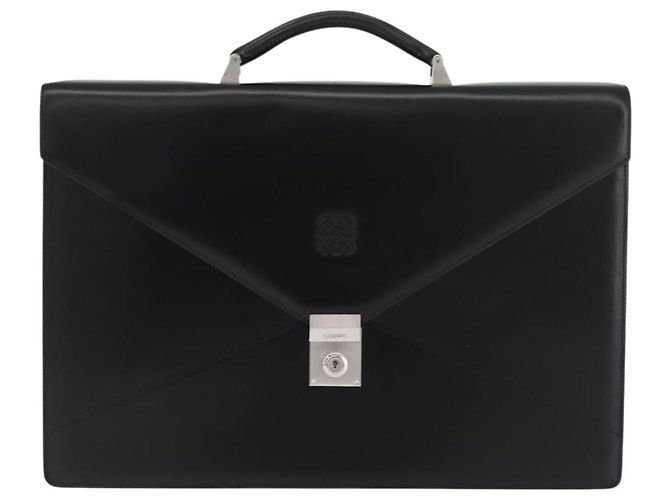 Bolsa de negócios LOEWE em couro preto e prata Auth BAZ175 - vista 13