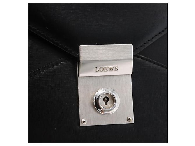 Bolsa de negócios LOEWE em couro preto e prata Auth BAZ175 - vista 17