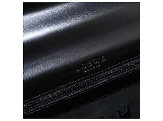 Bolsa de negócios LOEWE em couro preto e prata Auth BAZ175 - vista 18