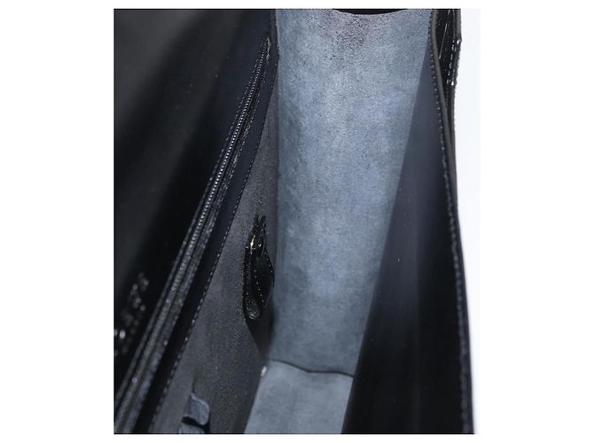 Bolsa de negócios LOEWE em couro preto e prata Auth BAZ175 - vista 19