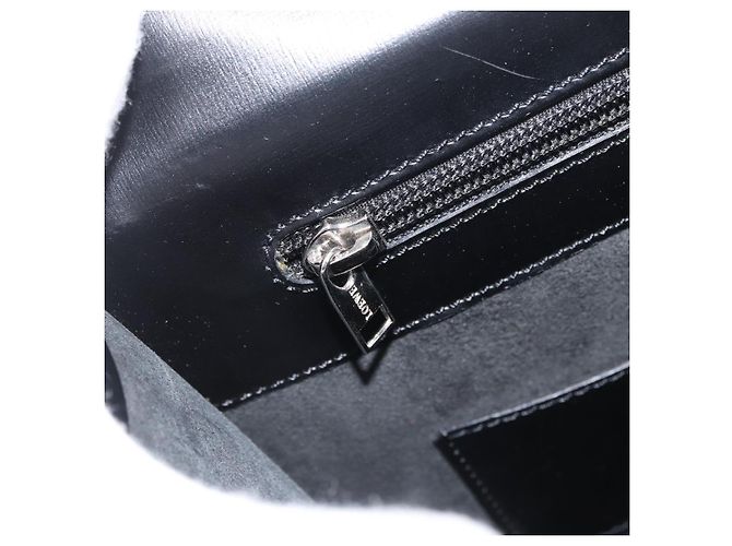Bolsa de negócios LOEWE em couro preto e prata Auth BAZ175 - vista 22