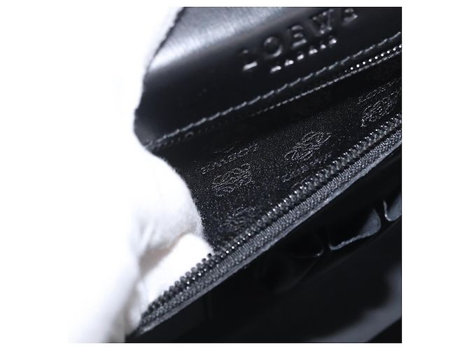 Bolsa de negócios LOEWE em couro preto e prata Auth BAZ175 - vista 23