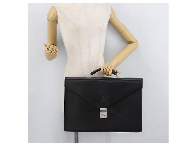 Bolsa de negócios LOEWE em couro preto e prata Auth BAZ175 - vista 24