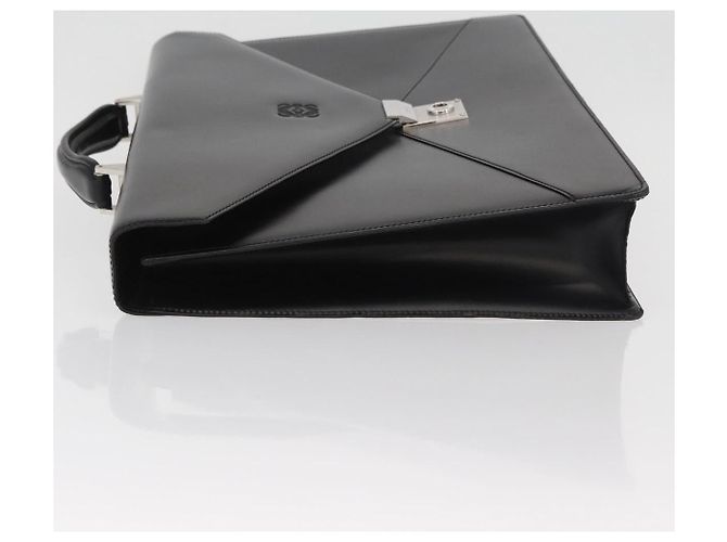Bolsa de negócios LOEWE em couro preto e prata Auth BAZ175 - vista 4