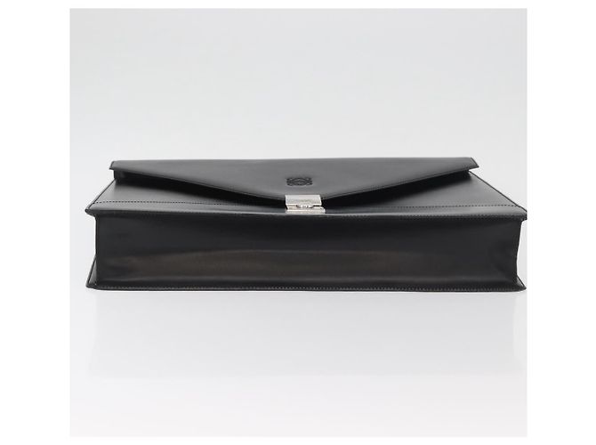 Bolsa de negócios LOEWE em couro preto e prata Auth BAZ175 - vista 5