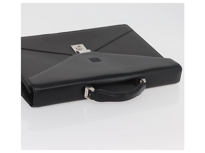 Bolsa de negócios LOEWE em couro preto e prata Auth BAZ175 - vista 6