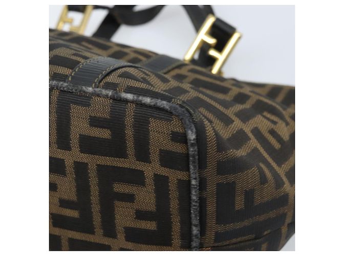 FENDI Zucca Canvas Handtasche Braun Schwarz Auth mr2221 - Ansicht 15