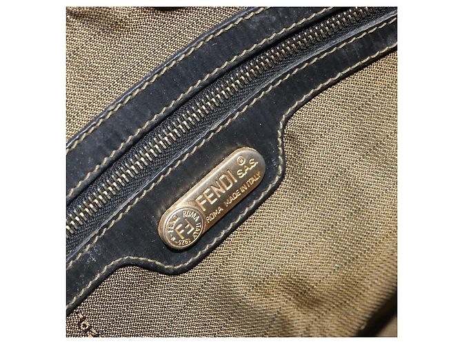FENDI Zucca Canvas Handtasche Braun Schwarz Auth mr2221 - Ansicht 17