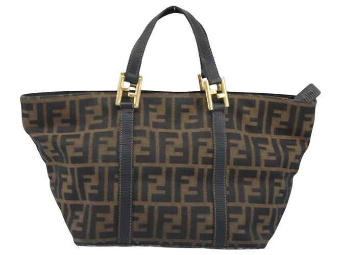 FENDI Zucca Canvas Handtasche Braun Schwarz Auth mr2221 - Ansicht 2
