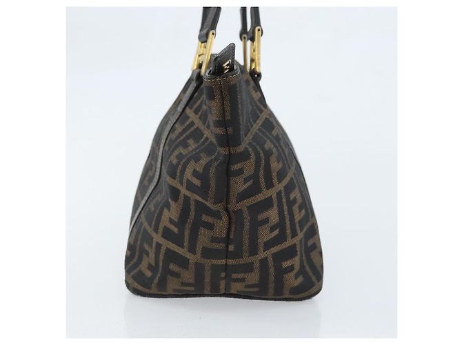 FENDI Zucca Canvas Handtasche Braun Schwarz Auth mr2221 - Ansicht 4