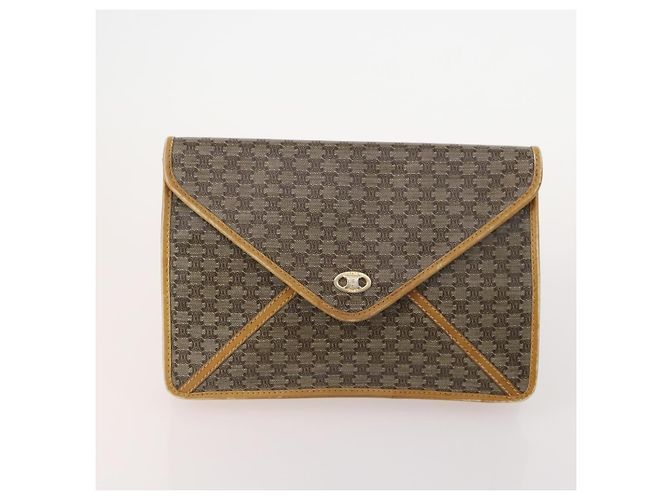 Céline Clutch in tela Macadam CELINE in pelle PVC 5 pezzi marrone oro Auth mr2262 D'oro - vista 2