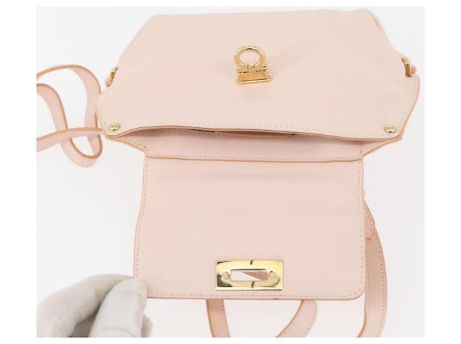 Borsa a mano in pelle Gancini Salvatore Ferragamo 2 in 1 Rosa Oro Auth BAZ784A - vista 10