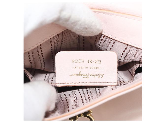 Borsa a mano in pelle Gancini Salvatore Ferragamo 2 in 1 Rosa Oro Auth BAZ784A - vista 12