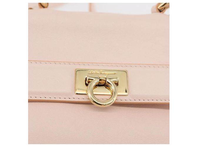 Borsa a mano in pelle Gancini Salvatore Ferragamo 2 in 1 Rosa Oro Auth BAZ784A - vista 19