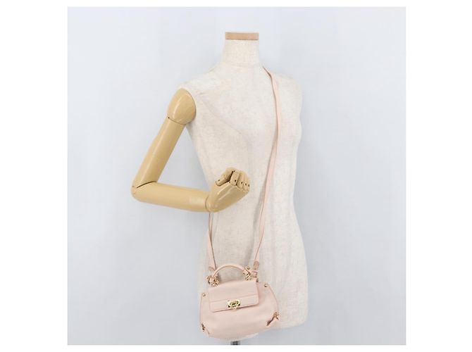 Borsa a mano in pelle Gancini Salvatore Ferragamo 2 in 1 Rosa Oro Auth BAZ784A - vista 24