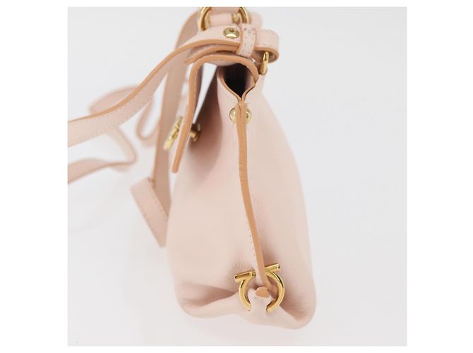 Borsa a mano in pelle Gancini Salvatore Ferragamo 2 in 1 Rosa Oro Auth BAZ784A - vista 3