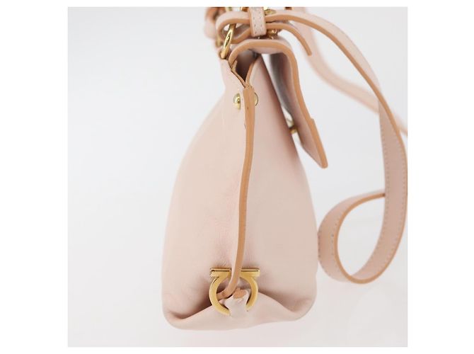 Borsa a mano in pelle Gancini Salvatore Ferragamo 2 in 1 Rosa Oro Auth BAZ784A - vista 4