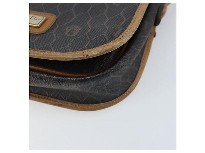 Borsa a spalla in tela a nido d'ape PVC nera e oro Christian Dior Auth bs34235 Nero D'oro - vista 9