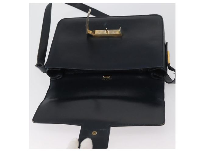 Gucci Borsa a Spalla in Pelle Blu Navy Oro Auth YKZ288 D'oro - vista 18