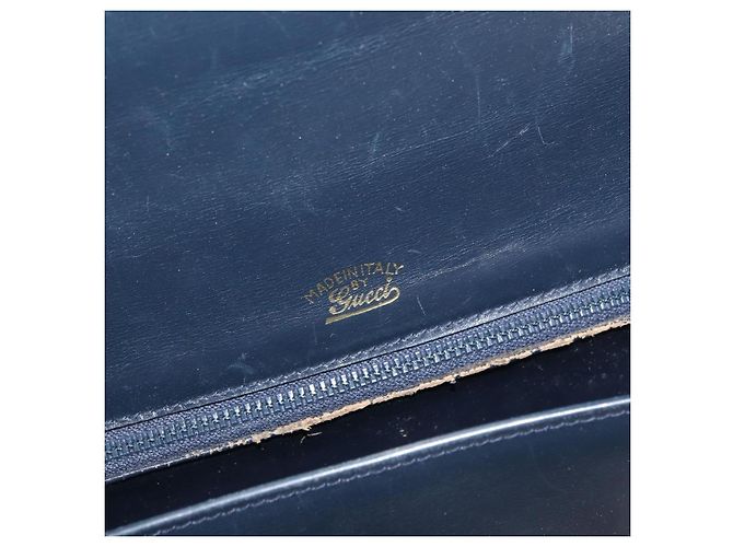 Gucci Borsa a Spalla in Pelle Blu Navy Oro Auth YKZ288 D'oro - vista 19