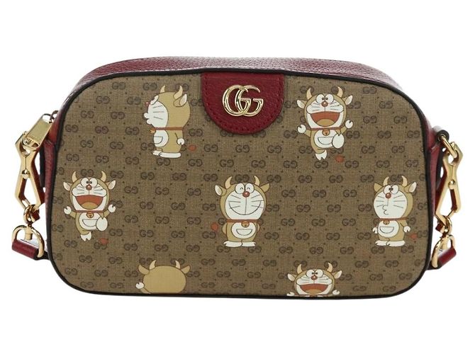Borsa di collaborazione GUCCI Micro GG Supreme Doraemon in PVC 574886 Auth YKZ711SAM Beige D'oro - vista 13