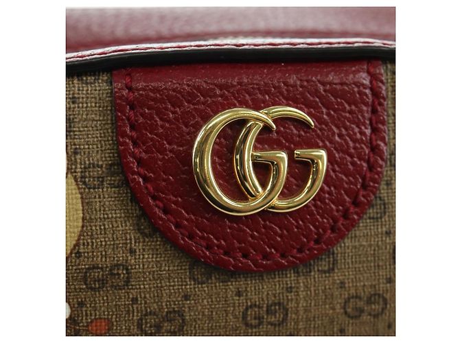 Borsa di collaborazione GUCCI Micro GG Supreme Doraemon in PVC 574886 Auth YKZ711SAM Beige D'oro - vista 18
