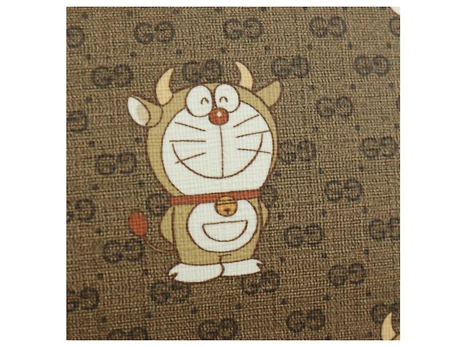 Borsa di collaborazione GUCCI Micro GG Supreme Doraemon in PVC 574886 Auth YKZ711SAM Beige D'oro - vista 19