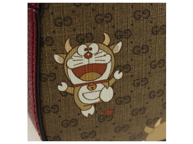 Borsa di collaborazione GUCCI Micro GG Supreme Doraemon in PVC 574886 Auth YKZ711SAM Beige D'oro - vista 20