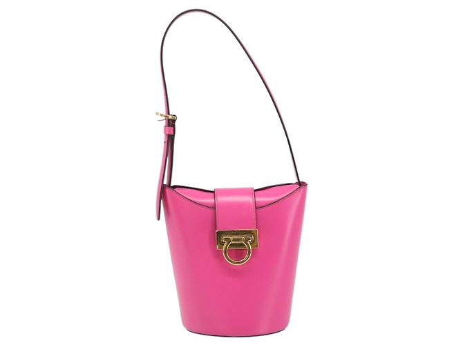Borsa a Spalla Gancini in Pelle Rosa Oro Auth ARZ836A di Salvatore Ferragamo D'oro - vista 13