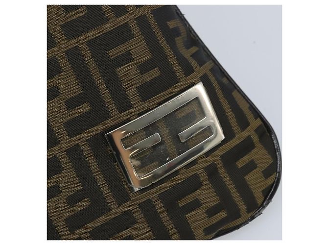 Borsa a Spalla in Tela Zucca FENDI Marrone Nero Auth ARZ776 - vista 10