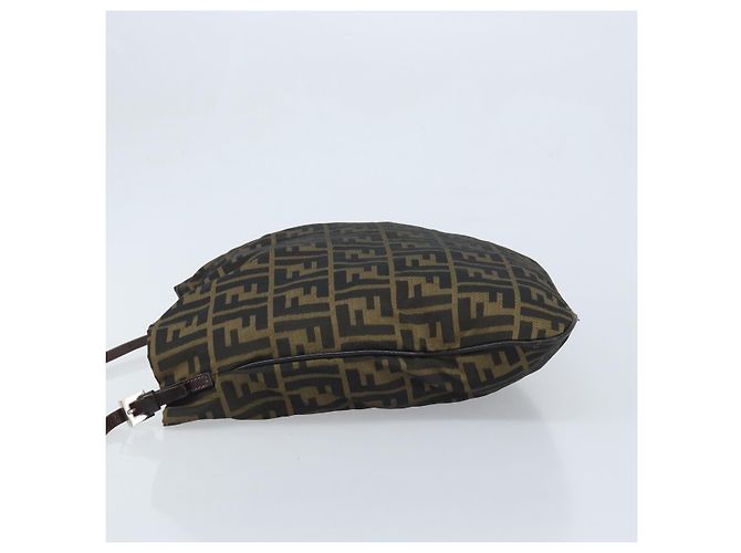 Borsa a Spalla in Tela Zucca FENDI Marrone Nero Auth ARZ776 - vista 4