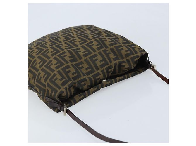Borsa a Spalla in Tela Zucca FENDI Marrone Nero Auth ARZ776 - vista 6