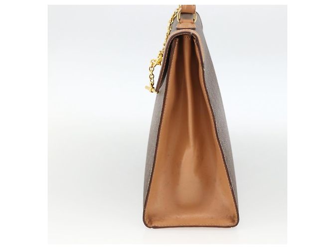 Céline Borsa a mano in tela Macadam CELINE in pelle PVC marrone e oro Auth BAZ721A D'oro - vista 4