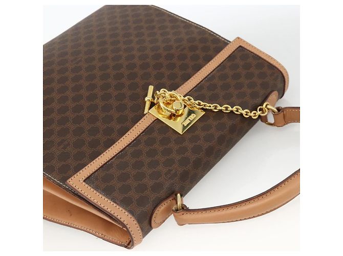 Céline Borsa a mano in tela Macadam CELINE in pelle PVC marrone e oro Auth BAZ721A D'oro - vista 6