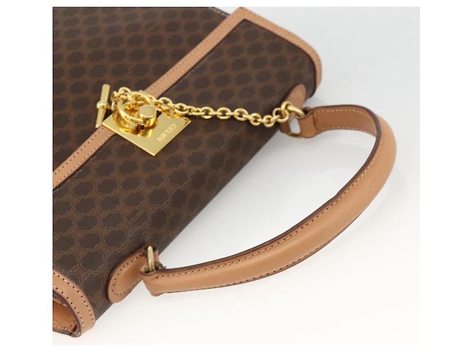 Céline Borsa a mano in tela Macadam CELINE in pelle PVC marrone e oro Auth BAZ721A D'oro - vista 7