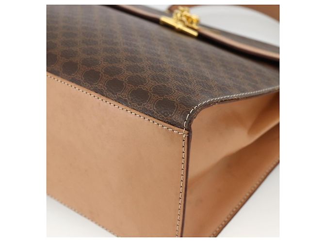 Céline Borsa a mano in tela Macadam CELINE in pelle PVC marrone e oro Auth BAZ721A D'oro - vista 9