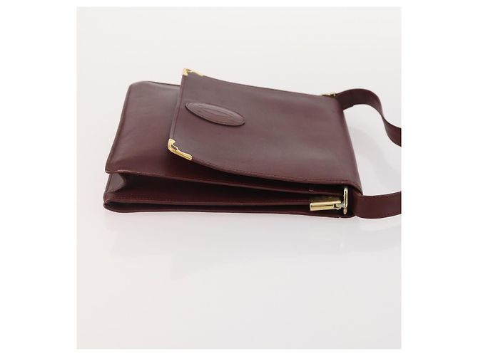 CARTIER Shoulder Bag Leather 2 Set Bordeaux Beige Auth bs34146 Dark red - view 12