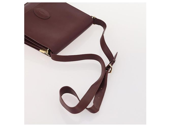 CARTIER Shoulder Bag Leather 2 Set Bordeaux Beige Auth bs34146 Dark red - view 13