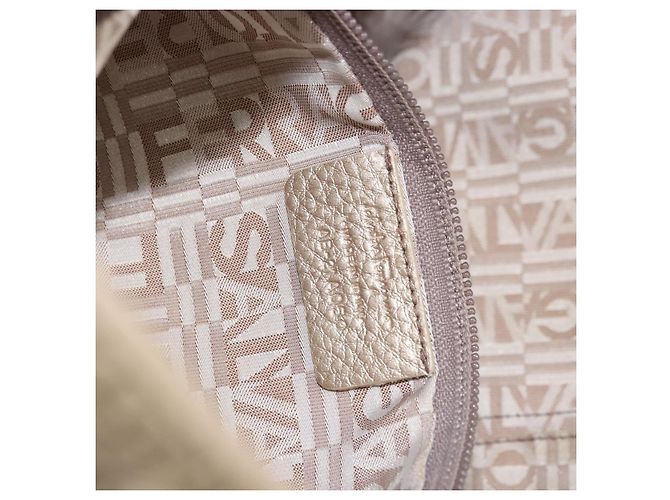 Borsa a mano in pelle Gancini Salvatore Ferragamo Champagne Oro Argento Auth BAZ863 - vista 12