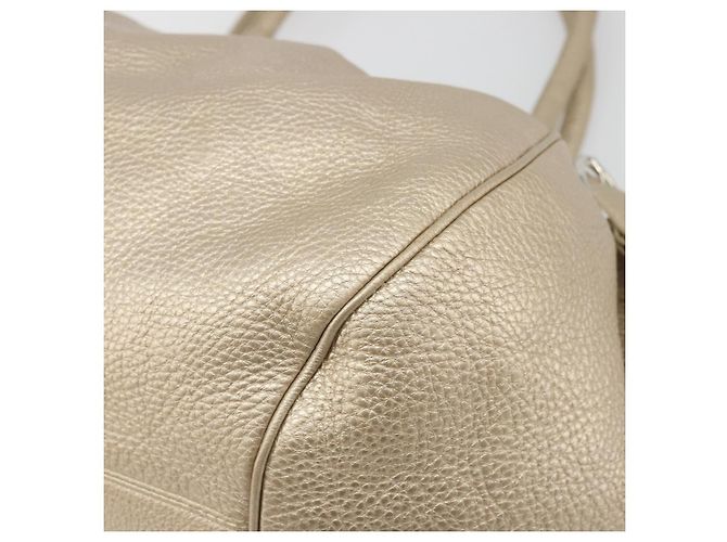 Borsa a mano in pelle Gancini Salvatore Ferragamo Champagne Oro Argento Auth BAZ863 - vista 14