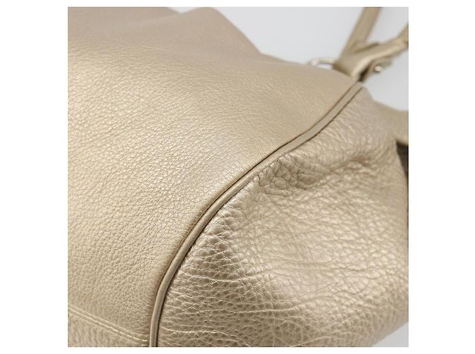 Borsa a mano in pelle Gancini Salvatore Ferragamo Champagne Oro Argento Auth BAZ863 - vista 16