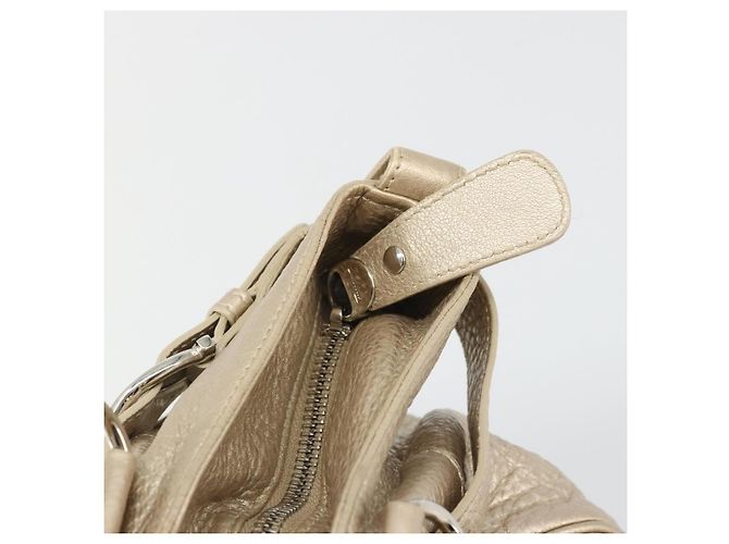 Borsa a mano in pelle Gancini Salvatore Ferragamo Champagne Oro Argento Auth BAZ863 - vista 19