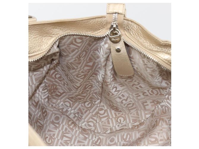 Borsa a mano in pelle Gancini Salvatore Ferragamo Champagne Oro Argento Auth BAZ863 - vista 21