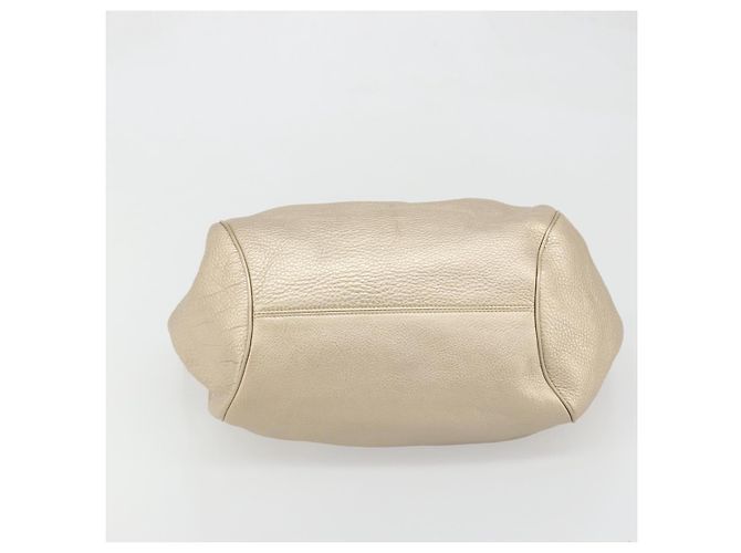 Borsa a mano in pelle Gancini Salvatore Ferragamo Champagne Oro Argento Auth BAZ863 - vista 5