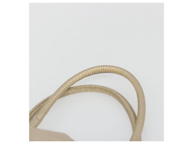 Borsa a mano in pelle Gancini Salvatore Ferragamo Champagne Oro Argento Auth BAZ863 - vista 8