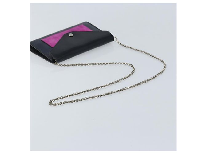 Céline Borsa a Spalla CELINE in Pelle Blu Navy Argento Auth bs34226 - vista 7