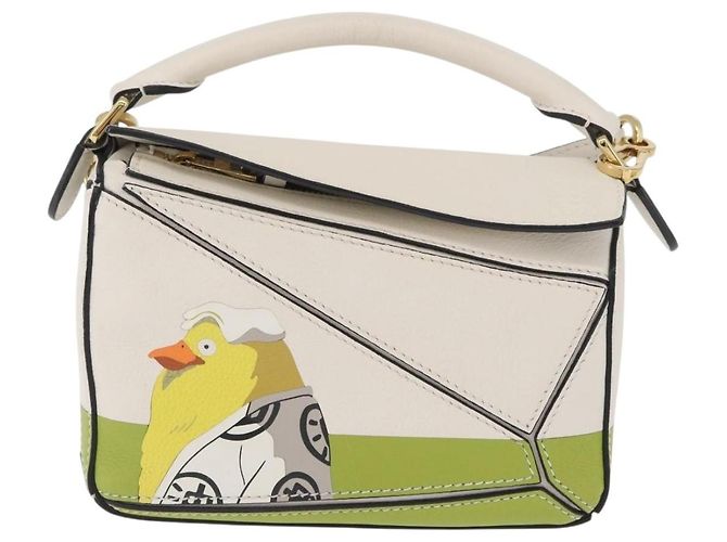 LOEWE - Borsa Puzzle Mini Ghibli Spirited Away Ootori Sama 2way Auth 167151SM Bianco Verde - vista 13