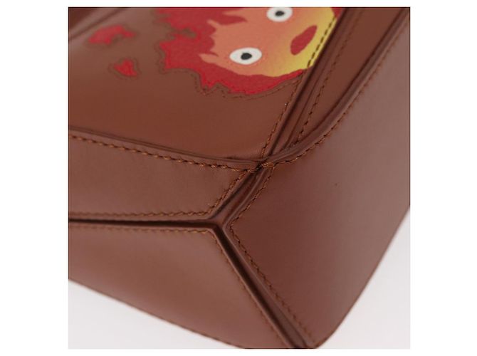 LOEWE - Borsa Puzzle Calcifer Mini di Studio Ghibli in pelle 2 in 1 Auth 167156SM Marrone D'oro - vista 16