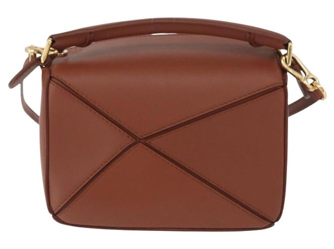 LOEWE - Borsa Puzzle Calcifer Mini di Studio Ghibli in pelle 2 in 1 Auth 167156SM Marrone D'oro - vista 2